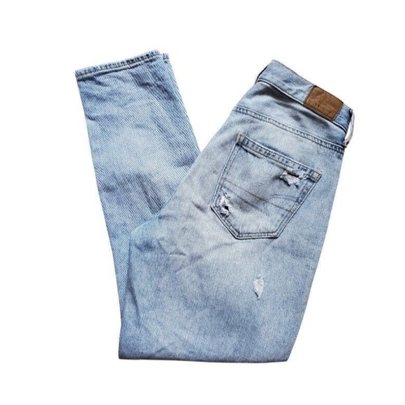 American Eagle Outfitters Pants Women Size 0 Mom Jeans Denim Short Distressed - Picture 7 of 9